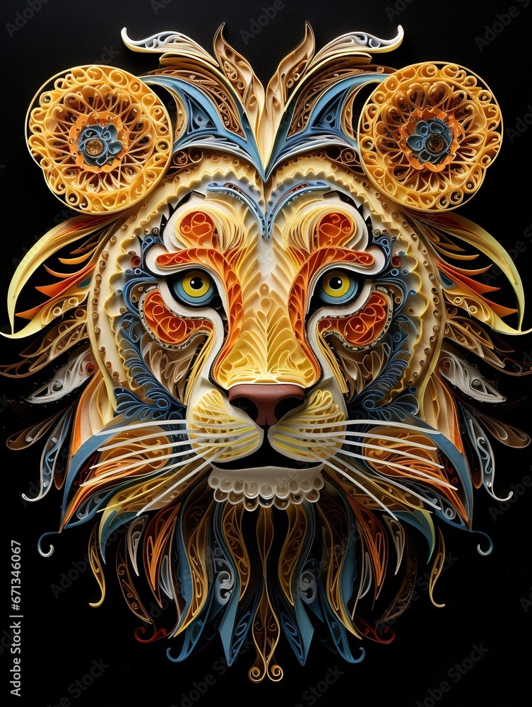 Naklejka premium Beautiful papercut quilling paper filigree zoo animals