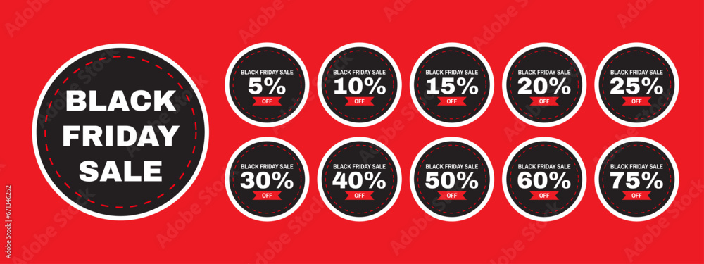 Obraz premium Black Friday Printable Discount Sticker Tag Set