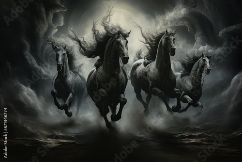 Whirling cyclone riders, harnessing the power of storms atop their magical steeds - Generative AI photo