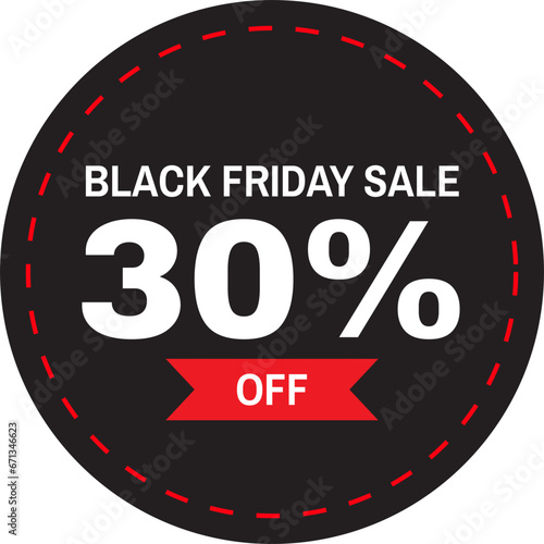 Black Friday Printable Discount Sticker Tag - 30 Percent Discount
