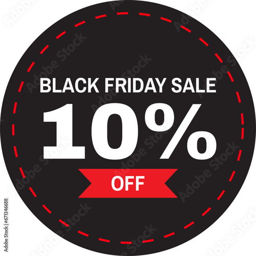 Black Friday Printable Discount Sticker Tag - Ten Percent Discount