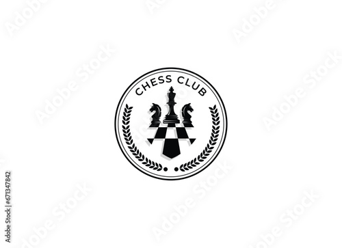 Vintage classic badge emblem chess club, chess tournament logo vector icon on white background