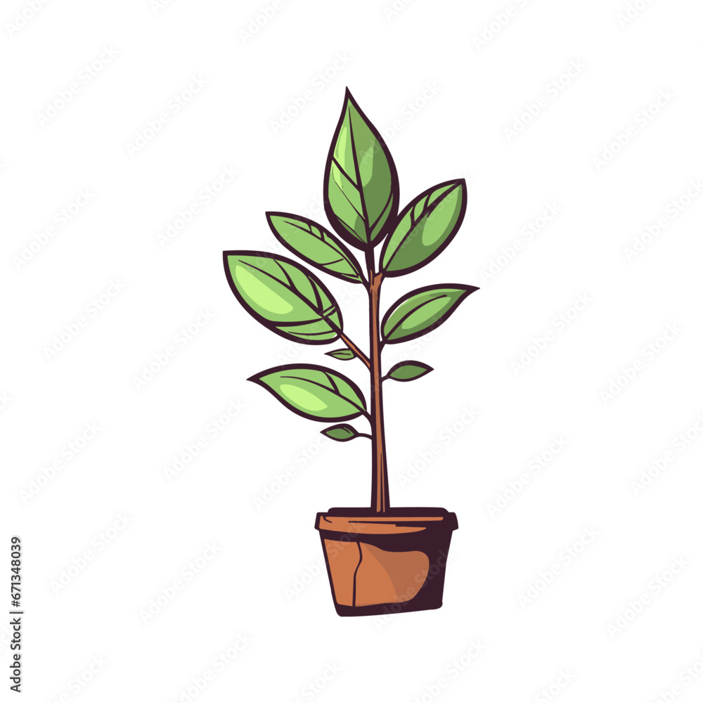 Plant in pot, botanical vector illustration, concept environment, Generative Ai. Plant in pot, botanical vector illustration, concept environment, Generative Ai.
