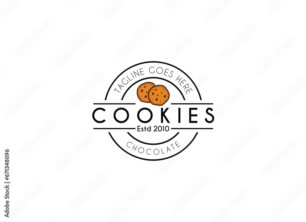 Fototapeta premium Creative Cookies Logo. Choco Cookies Logo. Awesome Business Vector Logo.