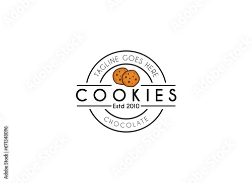 Creative Cookies Logo. Choco Cookies Logo. Awesome Business Vector Logo.