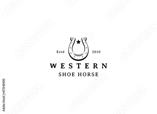 Shoe Horse Horseshoe for Country Western Cowboy Ranch logo design inspiration