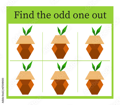 Task for development of attention and logic. Cartoon acorn.