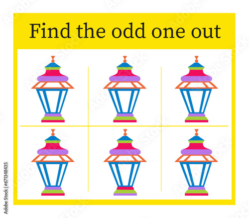 Task for development of attention and logic. Cartoon lamp.