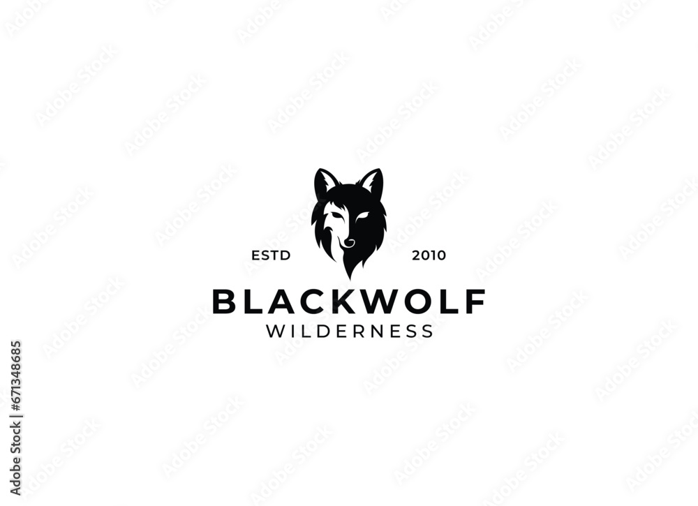 Wolf logo design. Black and white head wolf logo vector design Wolf logo design. Black and white head wolf logo vector design