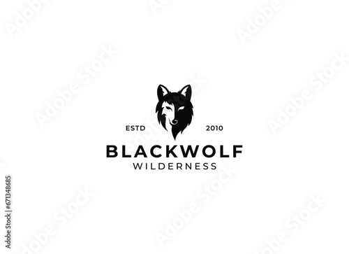 Wolf logo design. Black and white head wolf logo vector design
