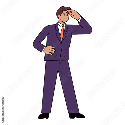 young man in suit with pose looking at something far away