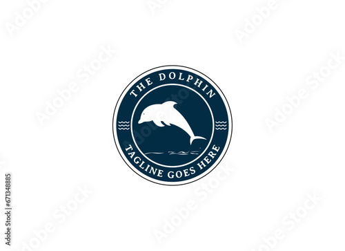 Vintage retro hipster dolphin logo design. 