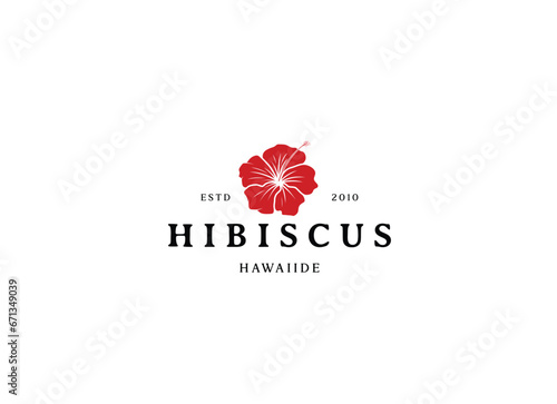 Hibiscus flower plant logo. 