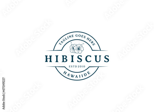 Hibiscus flower plant logo. 