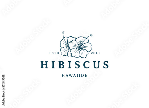 Hibiscus flower plant logo. 