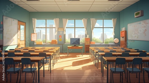 Classroom Anime background, Illustration