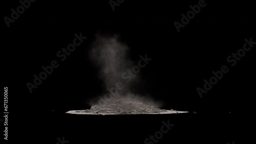 Meteors Explosion on Ground of fire and smoke (3D) Animation of a meteor shower isolated on black, effect background footage, motion graphics, overlay 4K drag-and-drop editing software blending modes photo