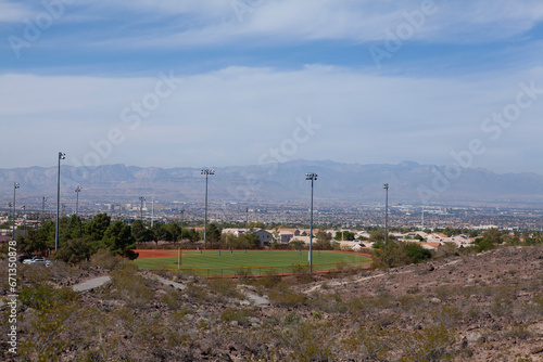 View of recreational baseball field, USA