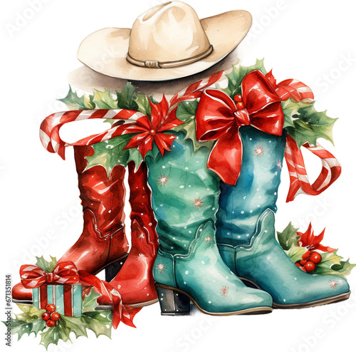 Watercolor western Christmas