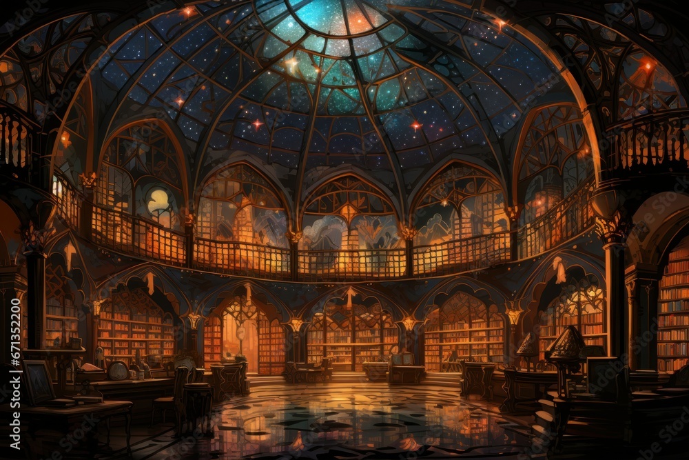 Obraz premium Ancient Celestial Libraries - Generative AI