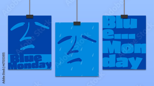 Blue Monday poster and social media design set