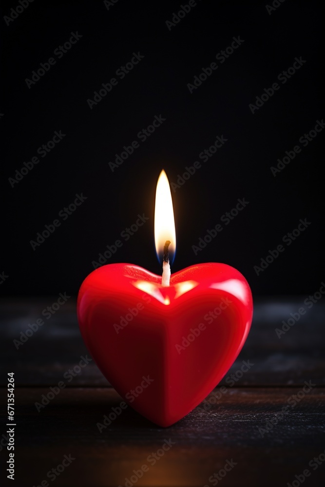 Red heart shaped candle on black background. Valentine's day concept. Red heart shaped candle on black background. Valentine's day concept.