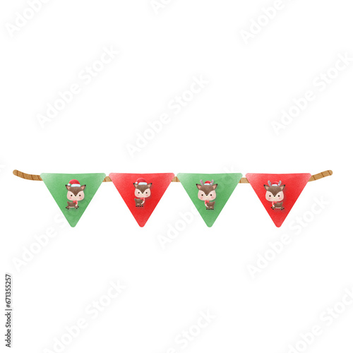 Christmas flag watercolor element illustration