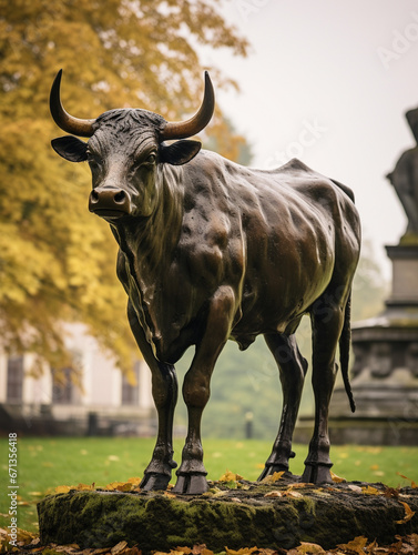 A Bronze Statue of a Cow