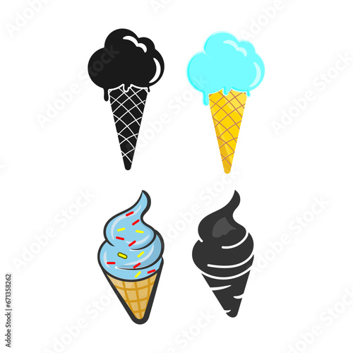 Whimsical Delights: A Charming Set of Simple Ice Cream Vectors