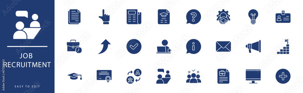 Job recruitment icon collection. Containing Information, Interview, Job, Justice, Key, Language, icons. Vector illustration & easy to edit. Job recruitment icon collection. Containing Information, Interview, Job, Justice, Key, Language, icons. Vector illustration & easy to edit.