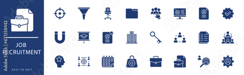 Job recruitment icon collection. Containing Checklist, Choosing, Chosen, Computer, Conference, Cv,  icons. Vector illustration & easy to edit.