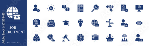 Job recruitment icon collection. Containing Certificate, Checklist, Choosing, Chosen, Computer, Conference,  icons. Vector illustration & easy to edit.