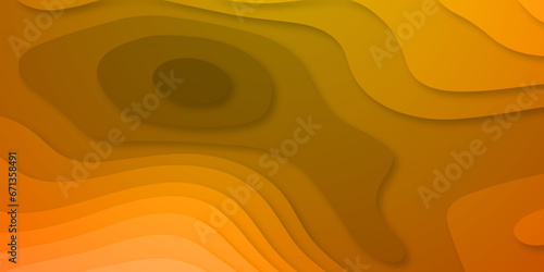 Abstract background with circles and orange wave line papercut topology background. abstract background 3d realistic design use for ads banner and advertising print design vector. 3d topography.