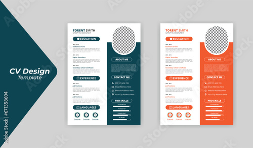 Professional Clean Modern Resume design template for Business Job Applications, Minimalist resume cv template,cv design,