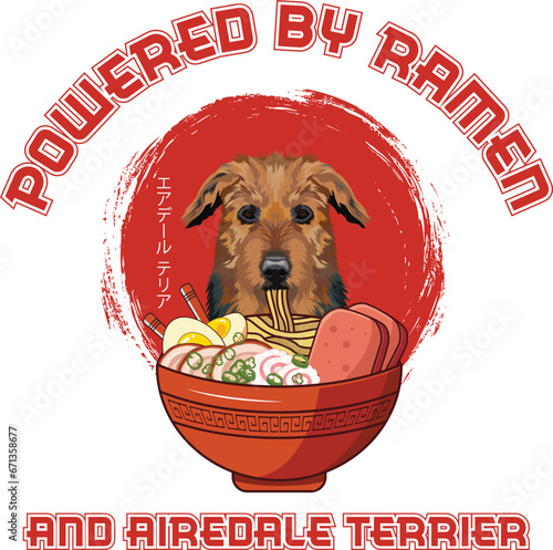 Airedale Terrier, Airedale Terrier Dog T-Shirts, Airedale Terrier dog lover, Airedale Terrier dog t-shirts design, Ramen Sushi Dog Shirts, Ramen t-shirts, sushi t-shirts, Ramen Sushi t-shirts, dog ram