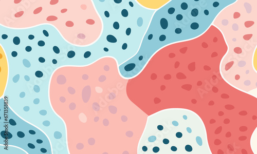 terrazo pattern with pastel background in the style of a 1970's handdrawn illustration