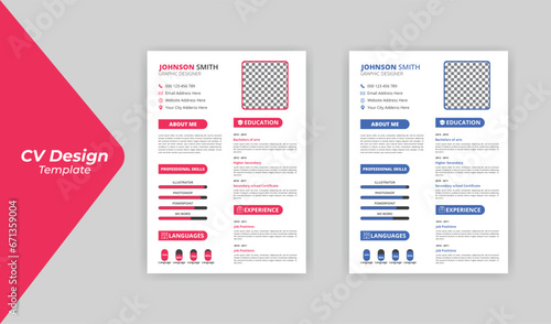 Professional Clean Modern Resume design template for Business Job Applications, Minimalist resume cv template,cv design,