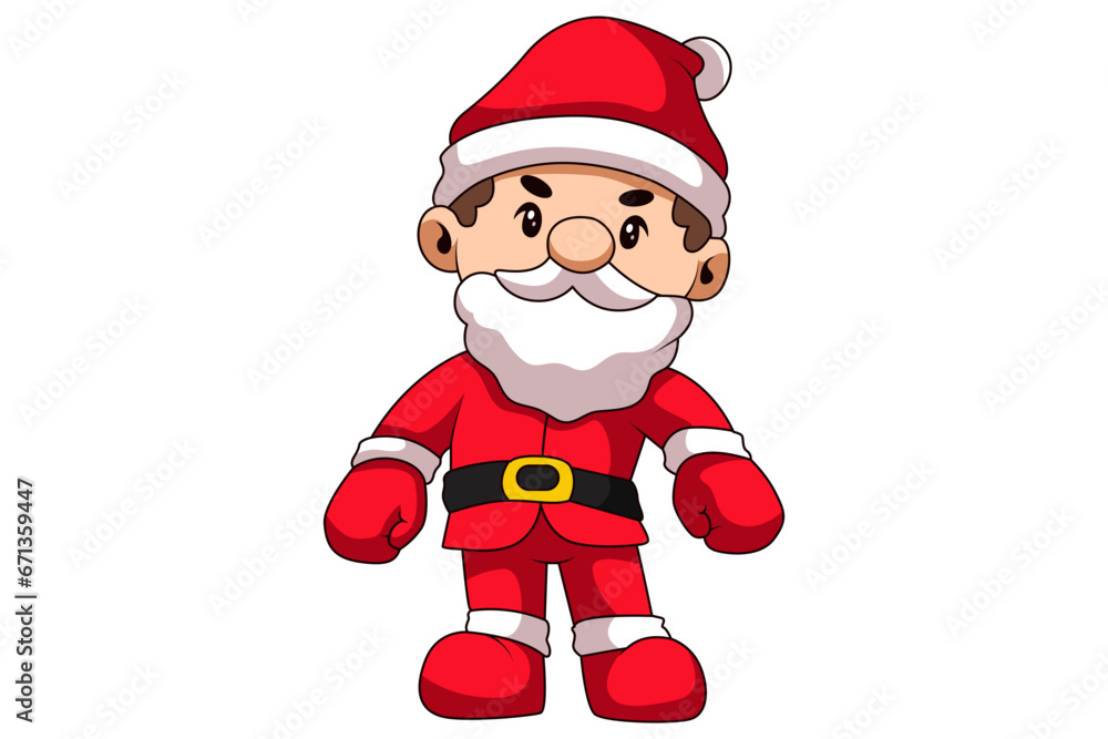 Obraz premium Cute Christmas Santa Cartoon Character Design