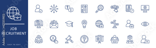 Job recruitment icon collection. Containing Certificate, Checklist, Choosing, Chosen, Computer, Conference,  icons. Vector illustration & easy to edit.