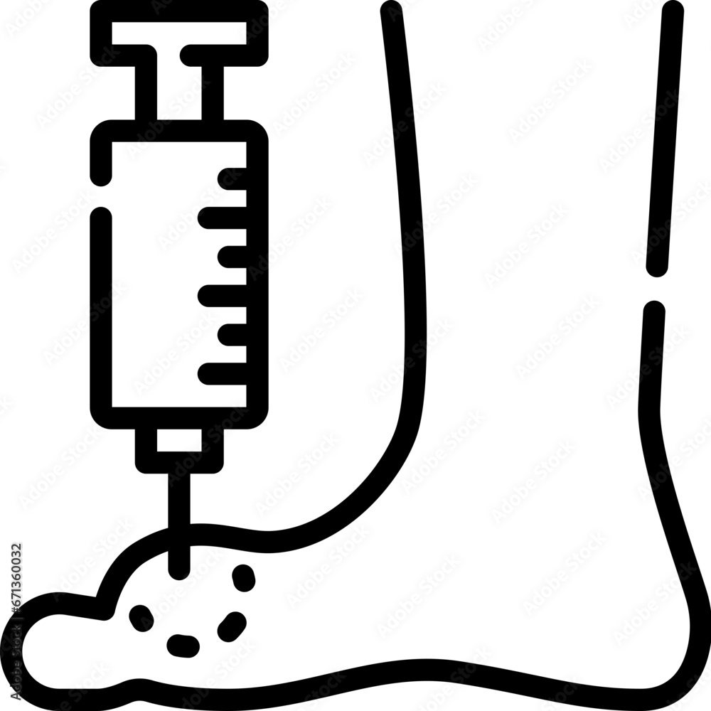 Gout injection outline icon. For presentation, graphic design, mobile application, web design, infographics or UI. Gout injection outline icon. For presentation, graphic design, mobile application, web design, infographics or UI.