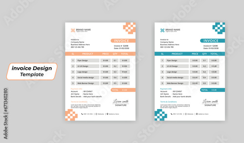 Corporate Business Invoice design template vector, business stationery design payment agreement design template