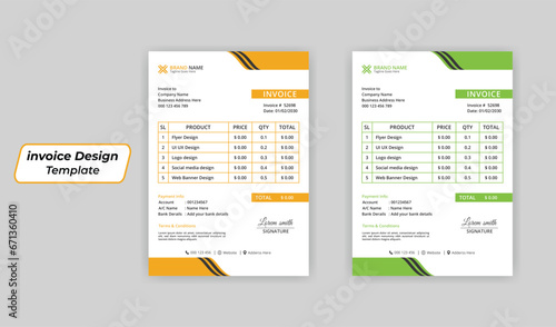 Corporate Business Invoice design template vector, business stationery design payment agreement design template