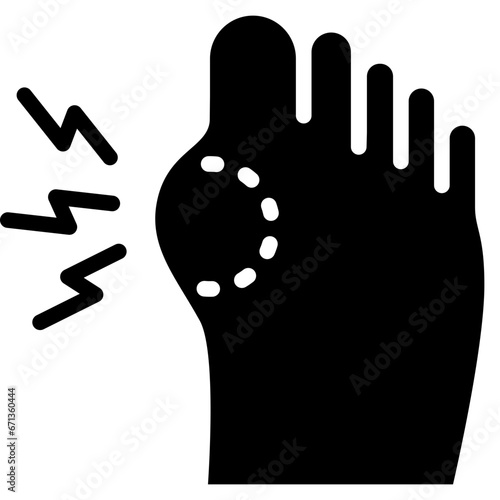 Gout in the foot solid icon. For presentation, graphic design, mobile application, web design, infographics or UI.