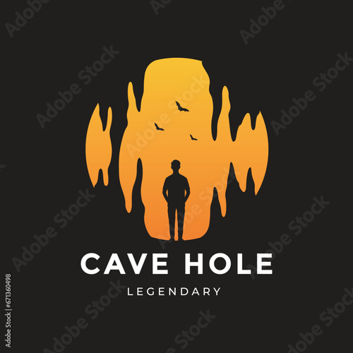cave mountain man cave logo design vector graphic