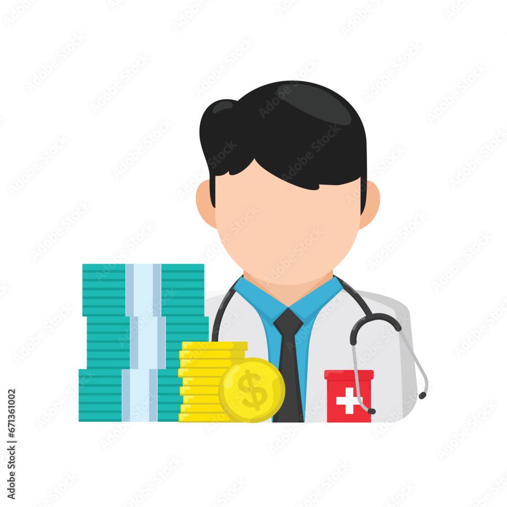 Obraz premium doctor's professional salary. vector illustration in flat style