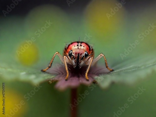 fly on the fower micro photography, Close up macro House fly, House fly on flower| AI-GENERATED 