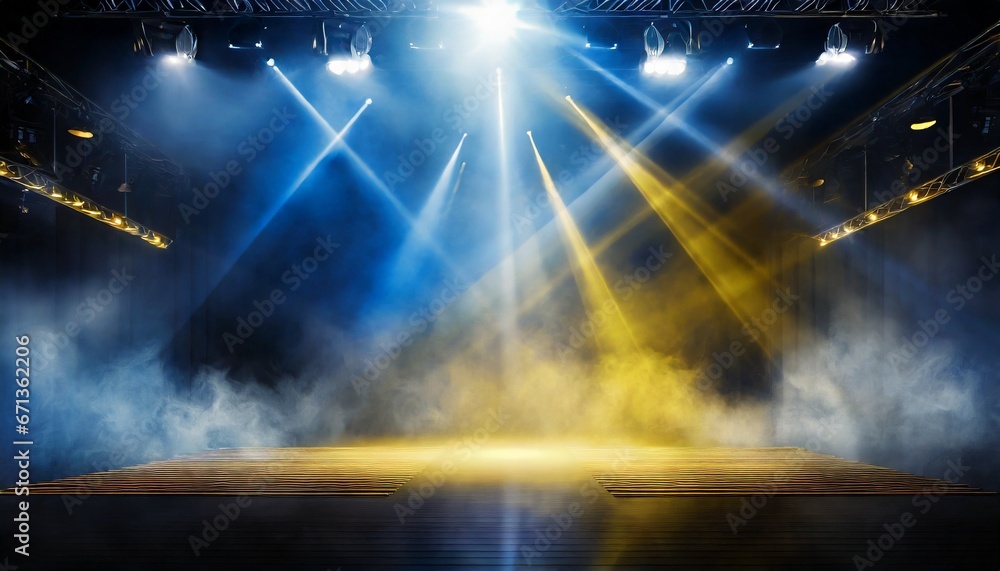 Fototapeta premium Where the Party Begins: Empty Club Stage with Lights