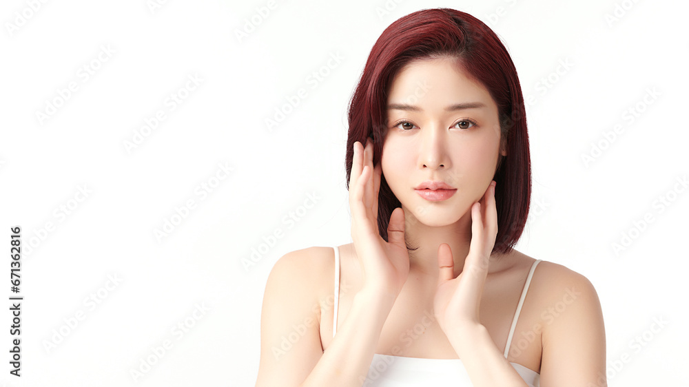 Beautiful young asian woman with clean fresh skin on white background, Face care, Facial treatment, Cosmetology, beauty and spa, Asian women portrait. Beautiful young asian woman with clean fresh skin on white background, Face care, Facial treatment, Cosmetology, beauty and spa, Asian women portrait.