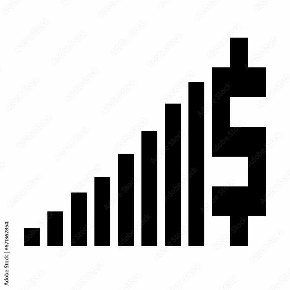 dollar icon or symbol and graph dollar icon or symbol and graph