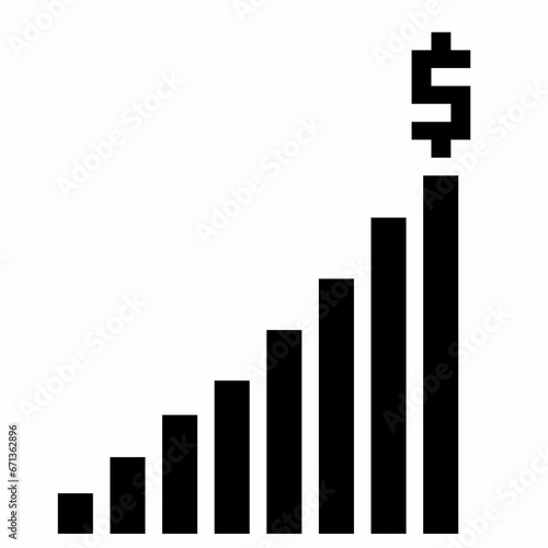 dollar icon or symbol and graph